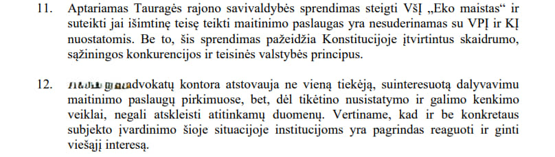 Advokatų kontoros laiškas Tauragės rajono savivaldybei