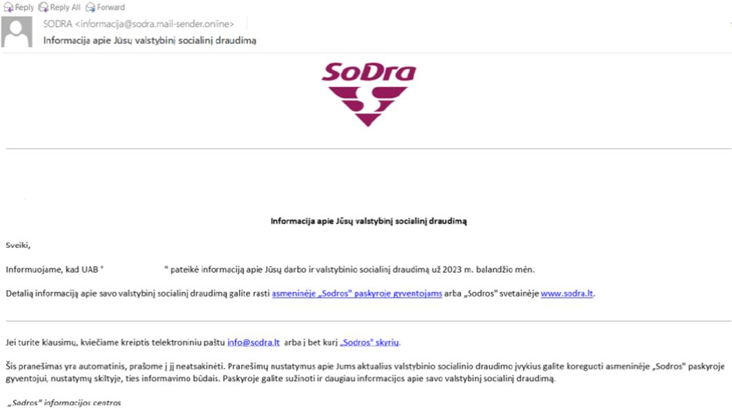 Būkite budrūs: sukčiai siunčia laiškus „Sodros“ vardu