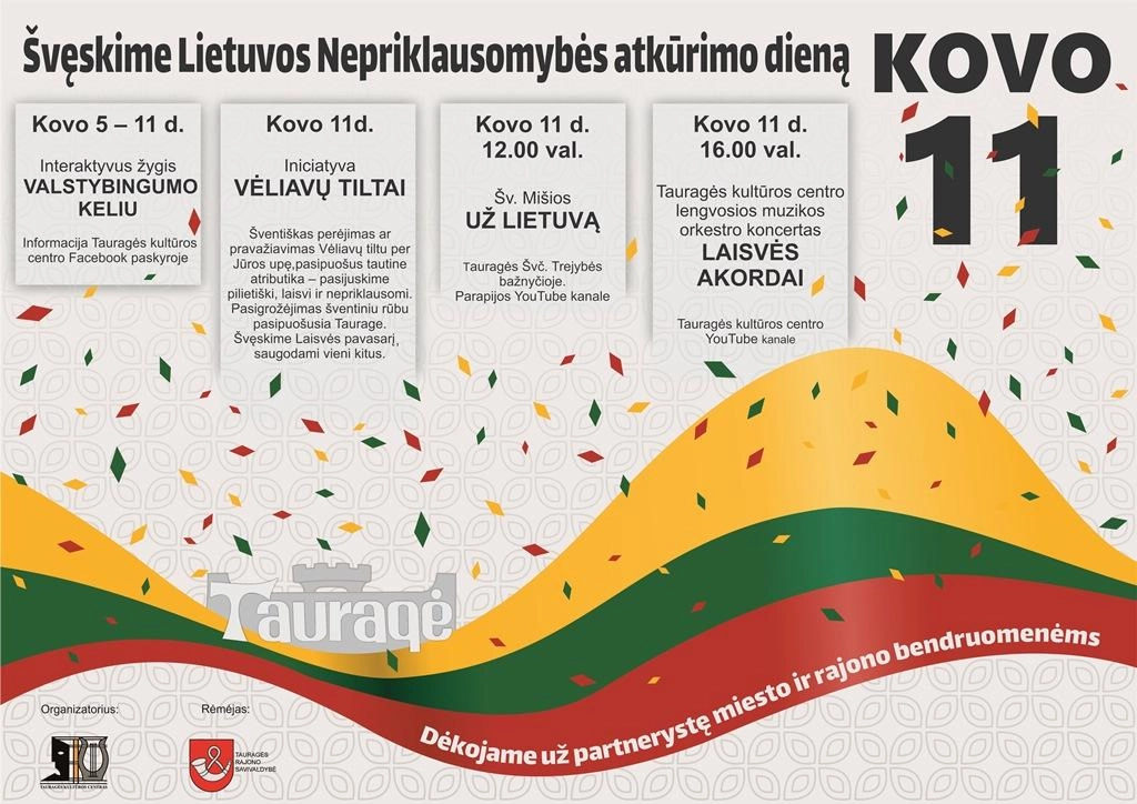 Kovo 11-osios proga rengiamos dvi iniciatyvos: žygis ir akcija „Vėliavų tiltai“