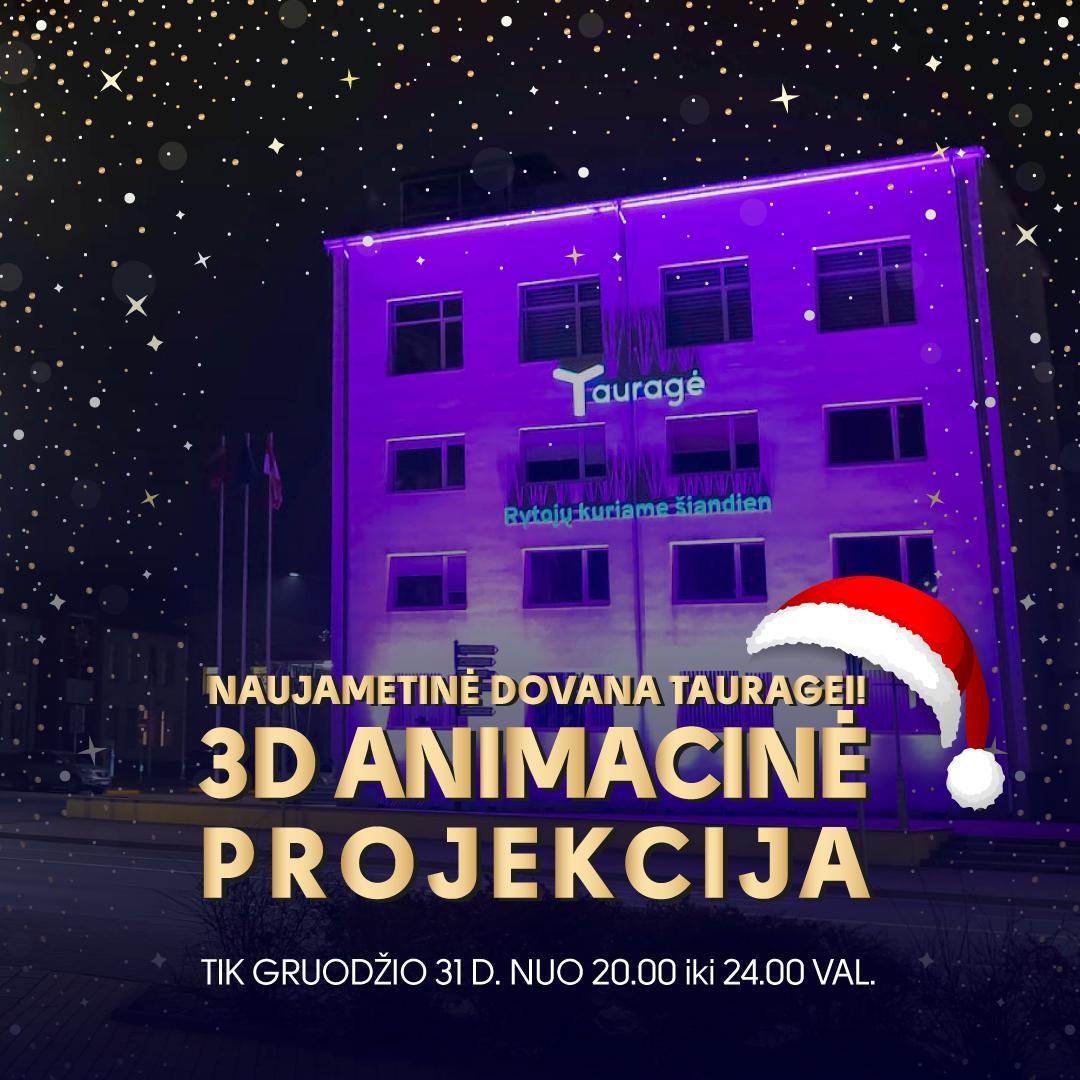 Naujametinė staigmena tauragiškiams – 3D kalėdinė projekcija