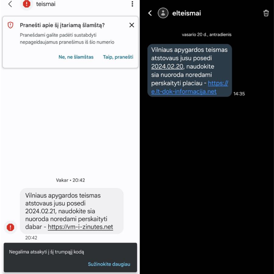 Perspėjame gyventojus apie siunčiamas melagingas SMS žinutes