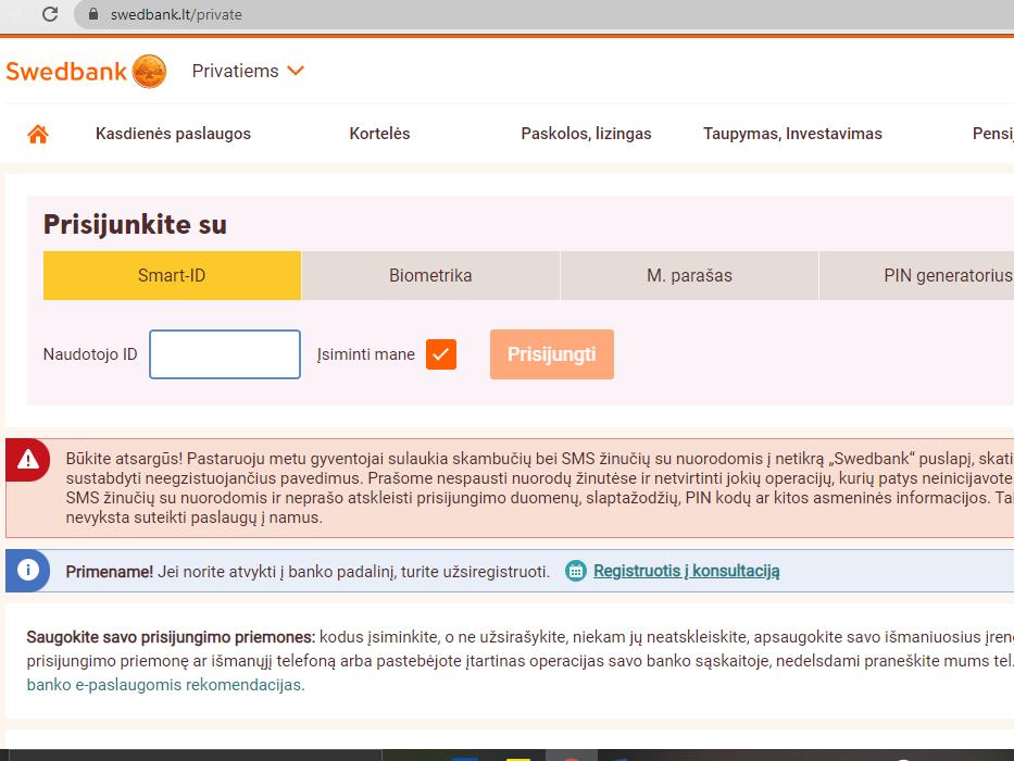 Savaitgalį ir pirmadienį galimi „Swedbank“ paslaugų trikdžiai