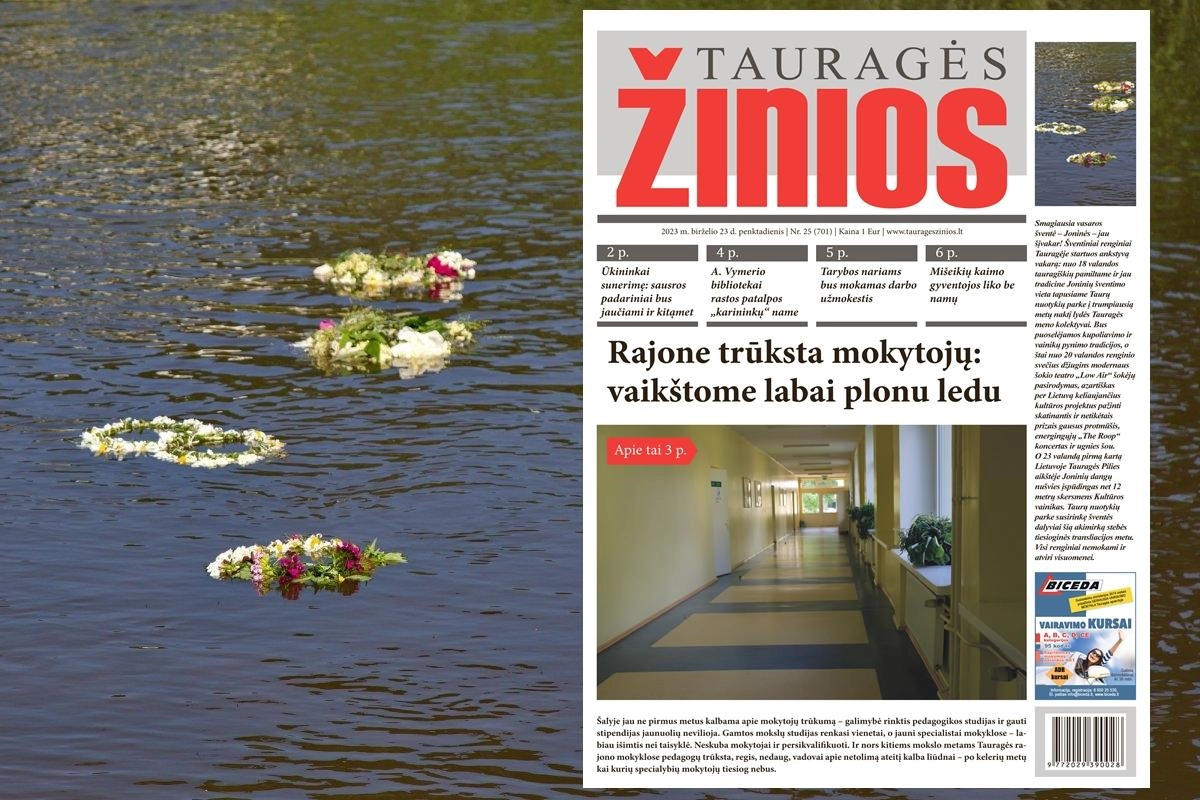 Šio penktadienio „Tauragės žiniose“: Rajone trūksta mokytojų: vaikštome labai plonu ledu