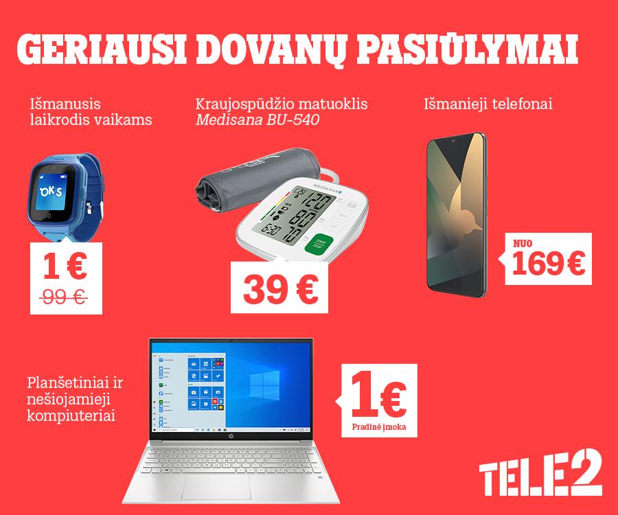 Šventiniai „Tele2“ pasiūlymai nesibaigia: nuolaidos laikrodžiams, telefonams, kompiuteriams