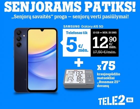 Išskirtinis „Tele2“ pasiūlymas senjorams: telefonas u