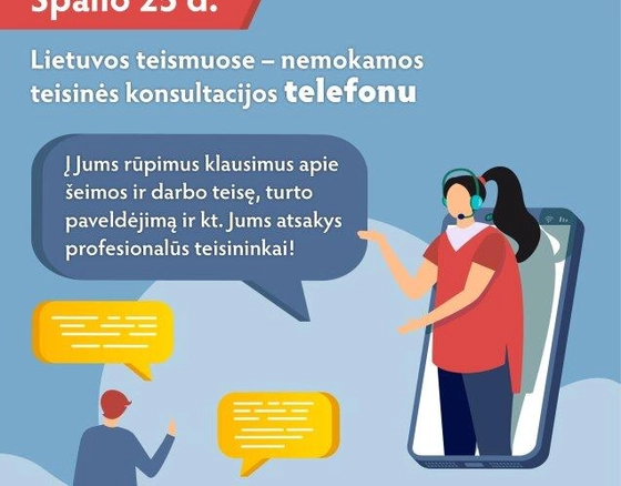 Spalio 25-ąją teisinininkai konsultuos nemokamai