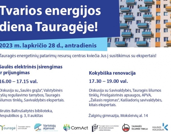 Tauragiškius kviečia padiskutuoti apie renovaciją ir saulės elektrinių įsirengimą