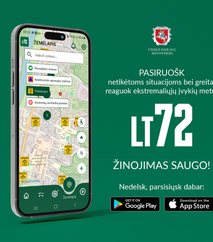 Mobili programėlė LT72 padės gyventojams geriau pasirengti ekstremaliosioms situacijoms