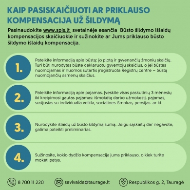 Būsto šildymo išlaidų kompensacija: kam priklauso?