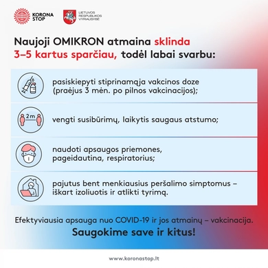 Gyventojai raginami suskubti pasiskiepyti stiprinamąja COVID-19 vakcinos doze