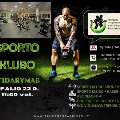 Sporto klubo atidarymas – jau šį savaitgalį