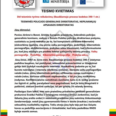Sukčiai platina melagingus kvietimus į teismą